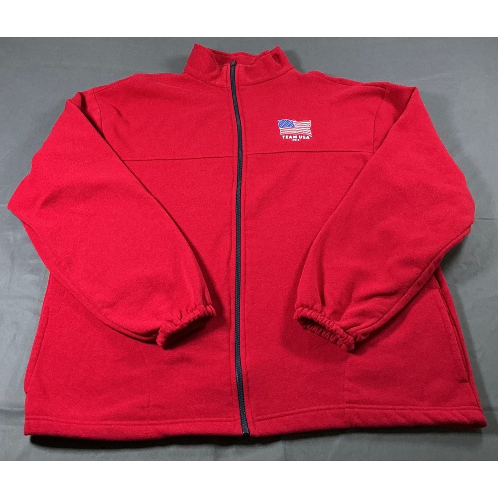 Team USA 2015 Olympic Fleece Jacket Mens 2XL Red Full Zip Made In USA Sweatshirt